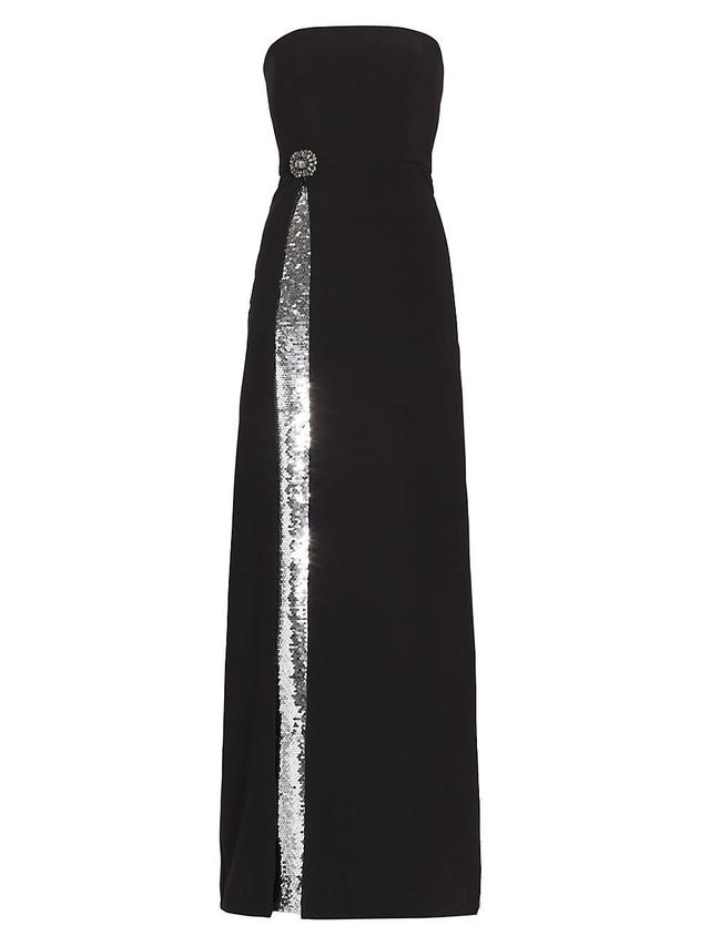 Womens Ivy Crepe & Sequin Strapless Gown Product Image