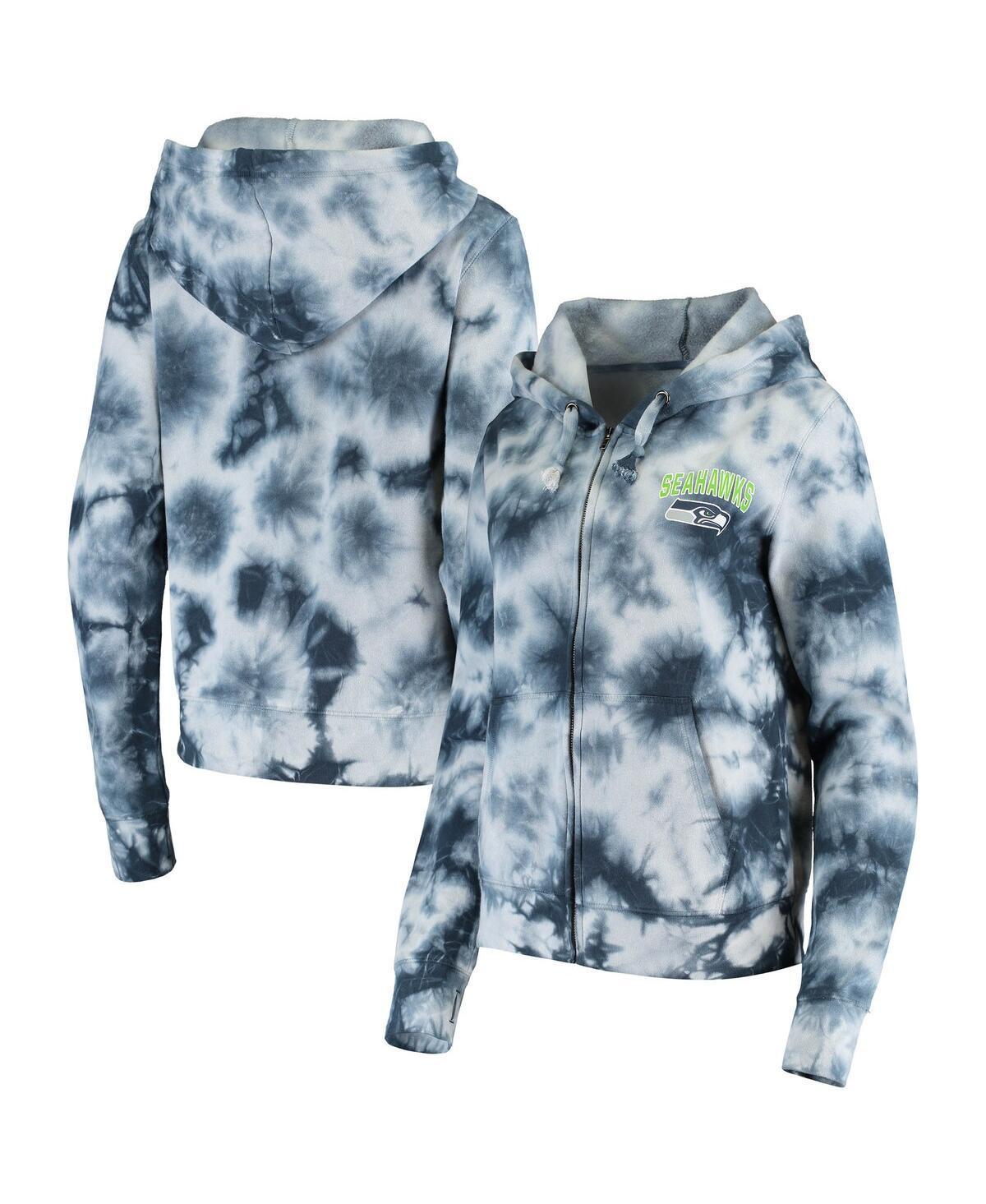 Womens New Era New England Patriots Tie Dye Fleece Full-Zip Hoodie Blue Product Image