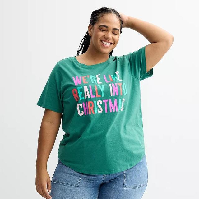 Plus Size Were Like Really Into Christmas Graphic Tee, Womens Product Image