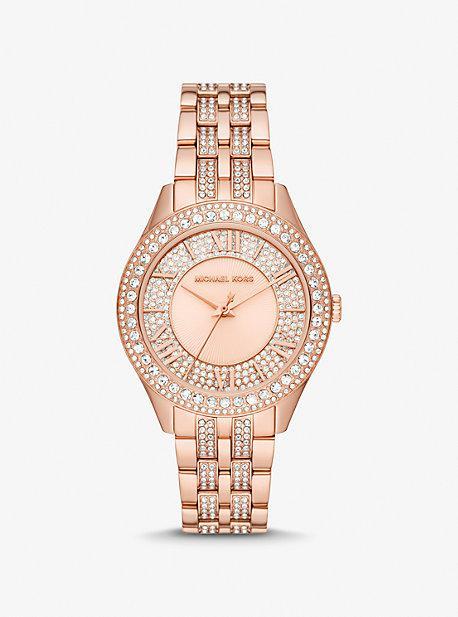 Michael Kors Womens Harlowe Three-Hand Gold-Tone Stainless Steel Bracelet Watch, 38mm Product Image