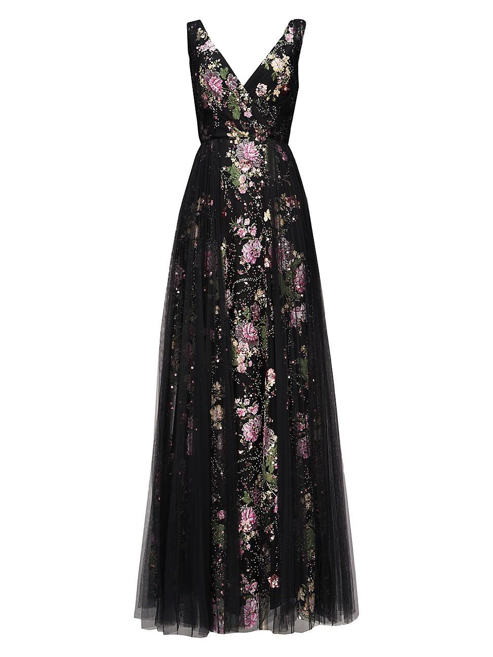 Womens Toni Floral Beaded Sleeveless Gown Product Image