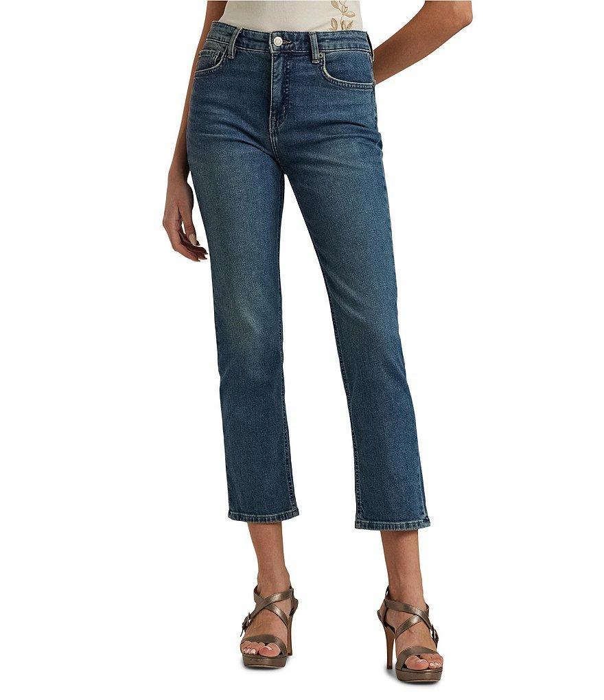 Lauren Ralph Lauren Twill High-Rise Straight Leg Ankle Jeans Product Image