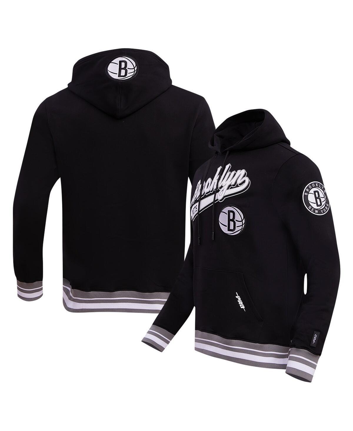 Mens Pro Standard Black Brooklyn Nets Script Tail Pullover Hoodie Product Image