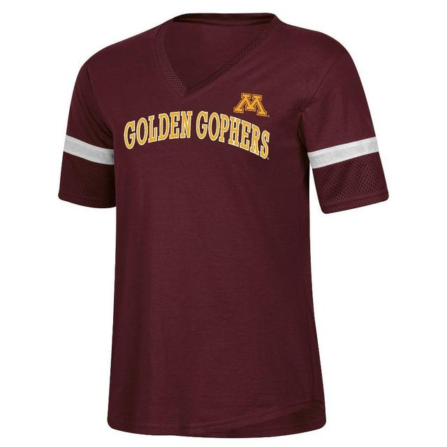 NCAA Minnesota Golden Gophers Womens Mesh Trim V-Neck T-Shirt Product Image