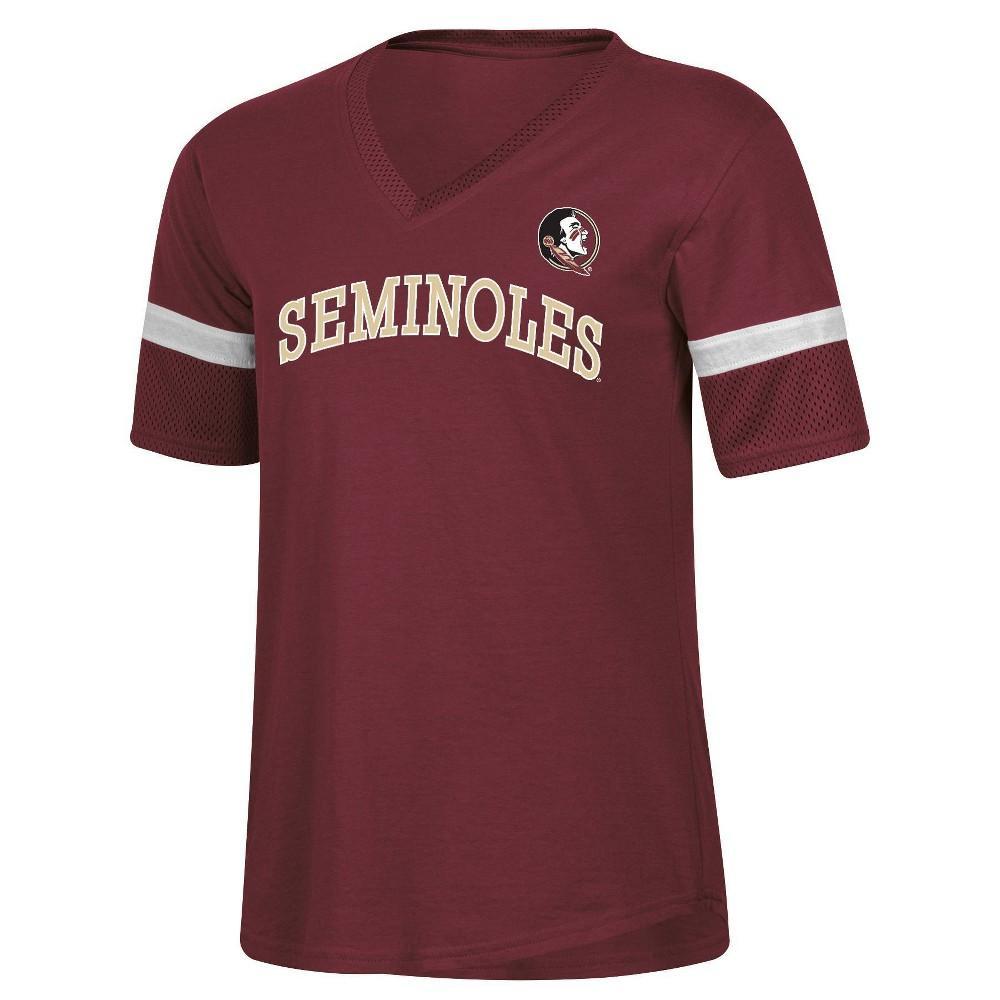 NCAA Florida State Seminoles Womens Mesh Trim V-Neck T-Shirt Product Image