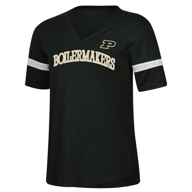 NCAA Purdue Boilermakers Womens Mesh Trim V-Neck T-Shirt Product Image