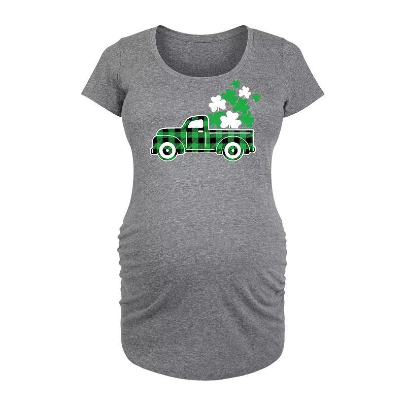 Maternity Irish Plaid Truck Graphic Tee, Womens Grey Gray Product Image