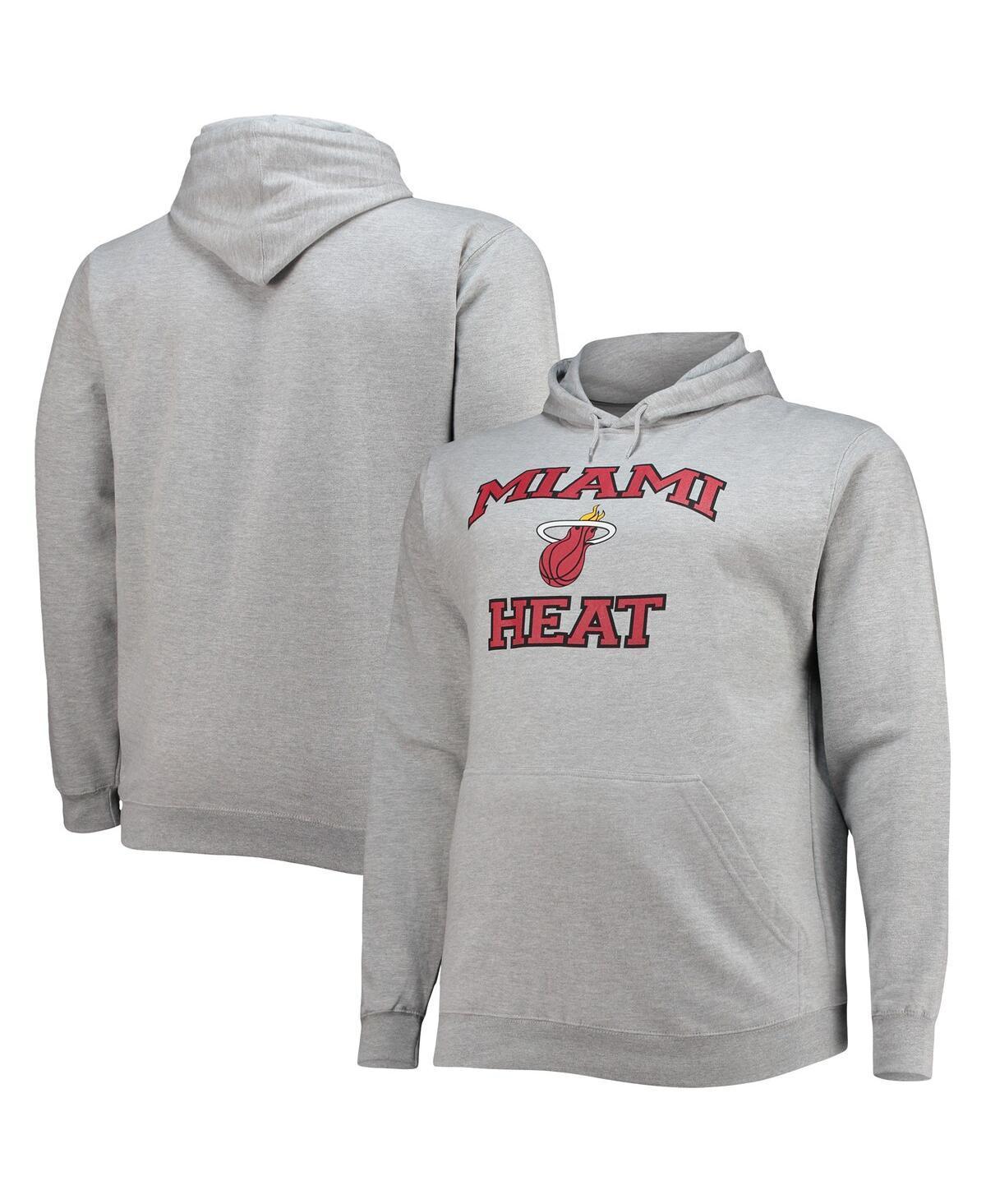 Mens Heathered Gray Miami Heat Big & Tall Heart & Soul Pullover Hoodie Product Image