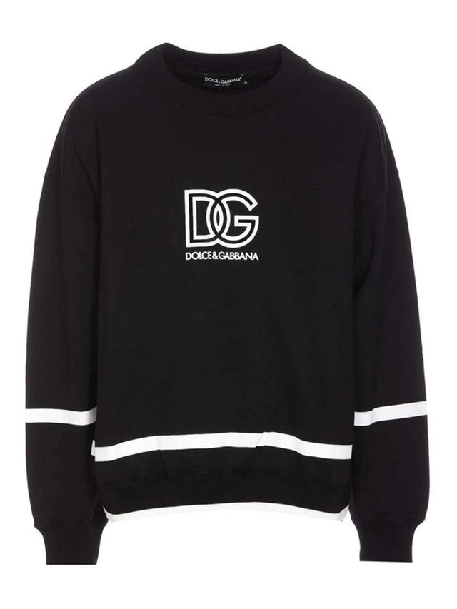 Dg Logo Printed Crewneck Sweatshirt In Negro Product Image