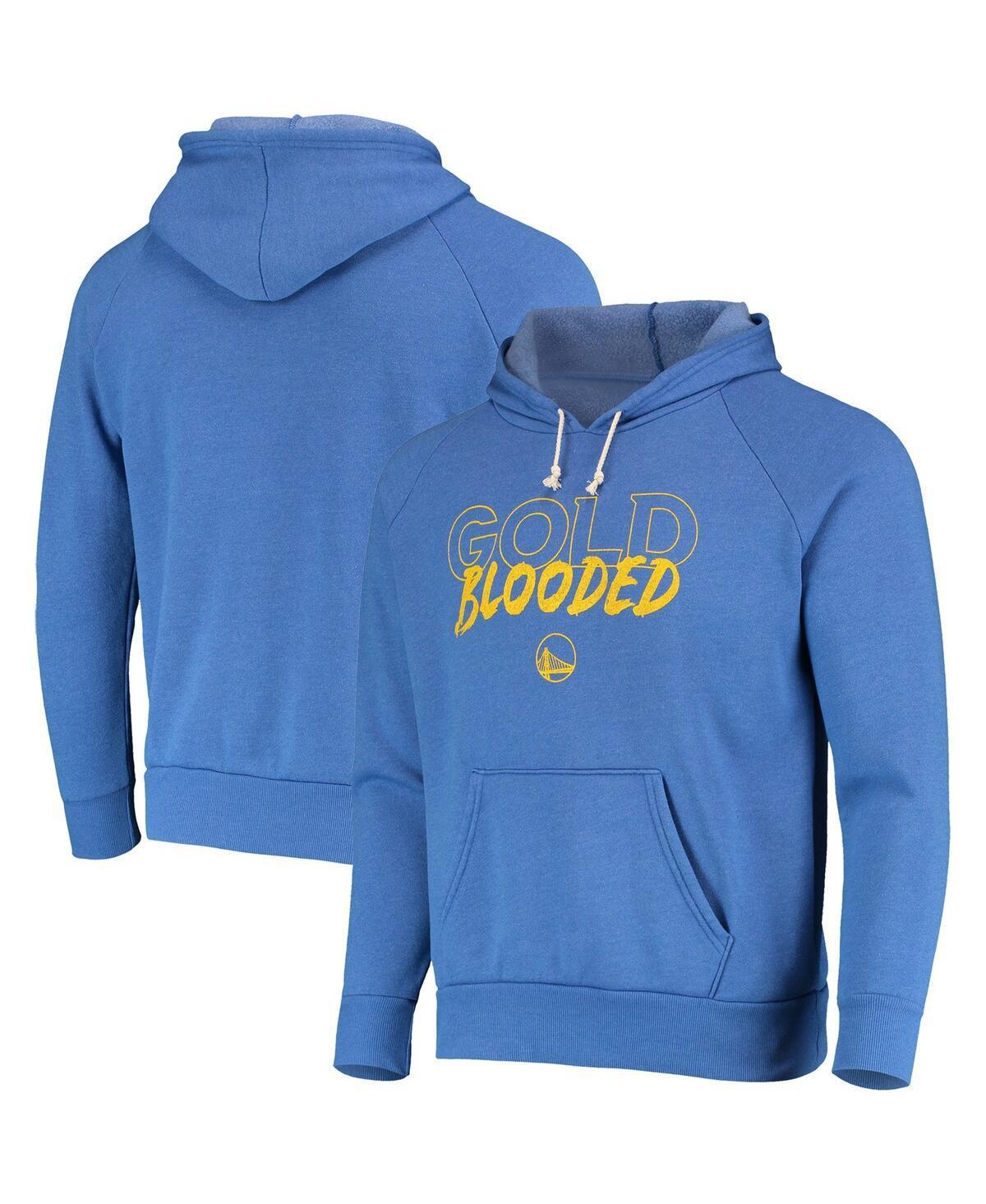 Mens Majestic Threads Heathered Royal Golden State Warriors Mantra Tri-Blend V-Neck Raglan Pullover Hoodie Product Image