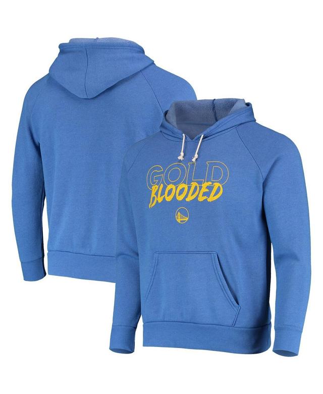 Mens Majestic Threads Heathered Royal Golden State Warriors Mantra Tri-Blend V-Neck Raglan Pullover Hoodie Product Image