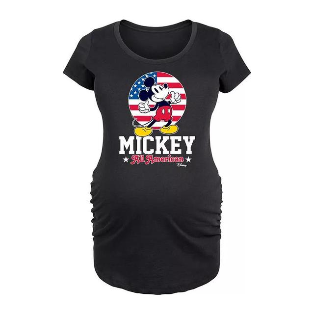 Disneys Mickey Mouse Maternity All American Graphic Tee, Womens Blue Product Image