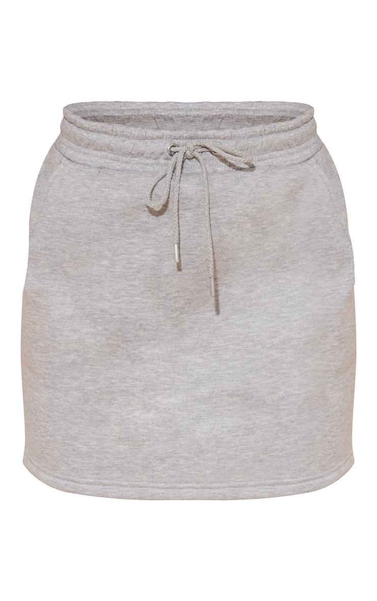 Grey Sweat Drawstring Waist Mini Skirt Product Image