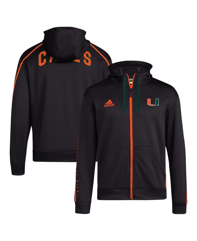 Mens adidas Miami Hurricanes 2024 Sideline Travel Hoodie Full-Zip Sweatshirt Product Image