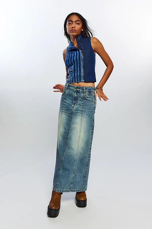 Lee X Angel Chen Denim Skirt Womens at Urban Outfitters Product Image