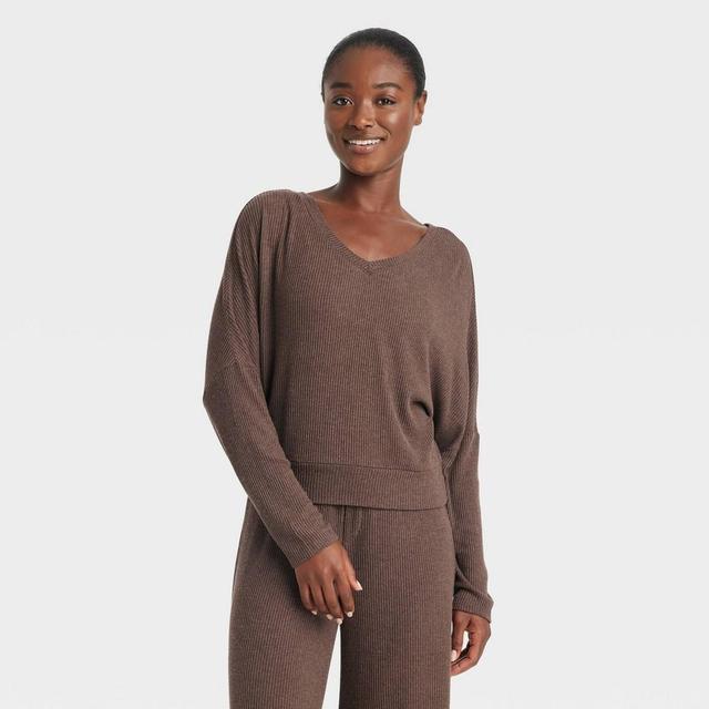 Womens Cozy Ribbed Pullover - Auden Brown XS Product Image