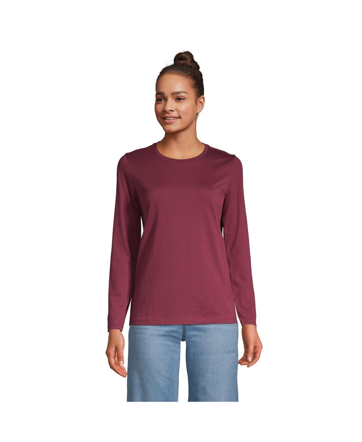 Petite Lands End Relaxed-Fit Supima Cotton Crewneck Tee, Womens Rich Brown Product Image