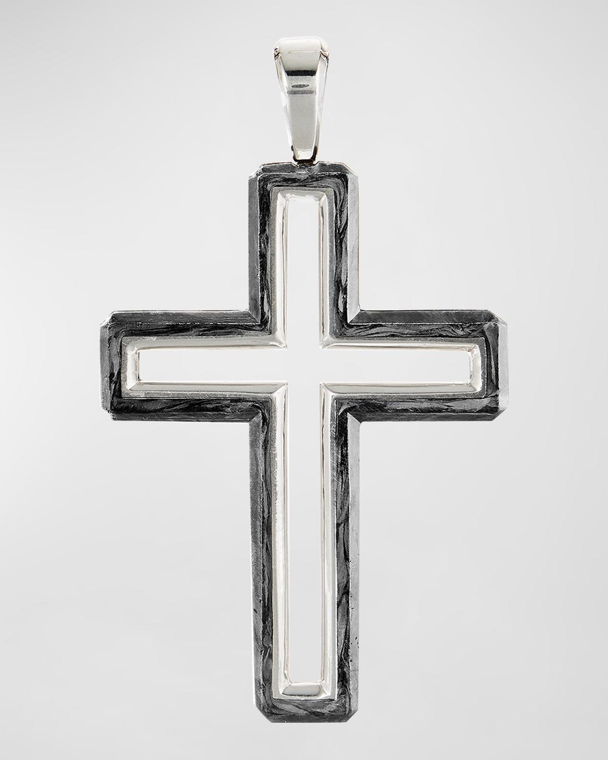 Mens Roman Cross Enhancer Sterling Silver Pendant Product Image