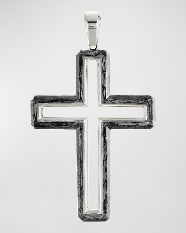 Mens Roman Cross Enhancer Sterling Silver Pendant Product Image