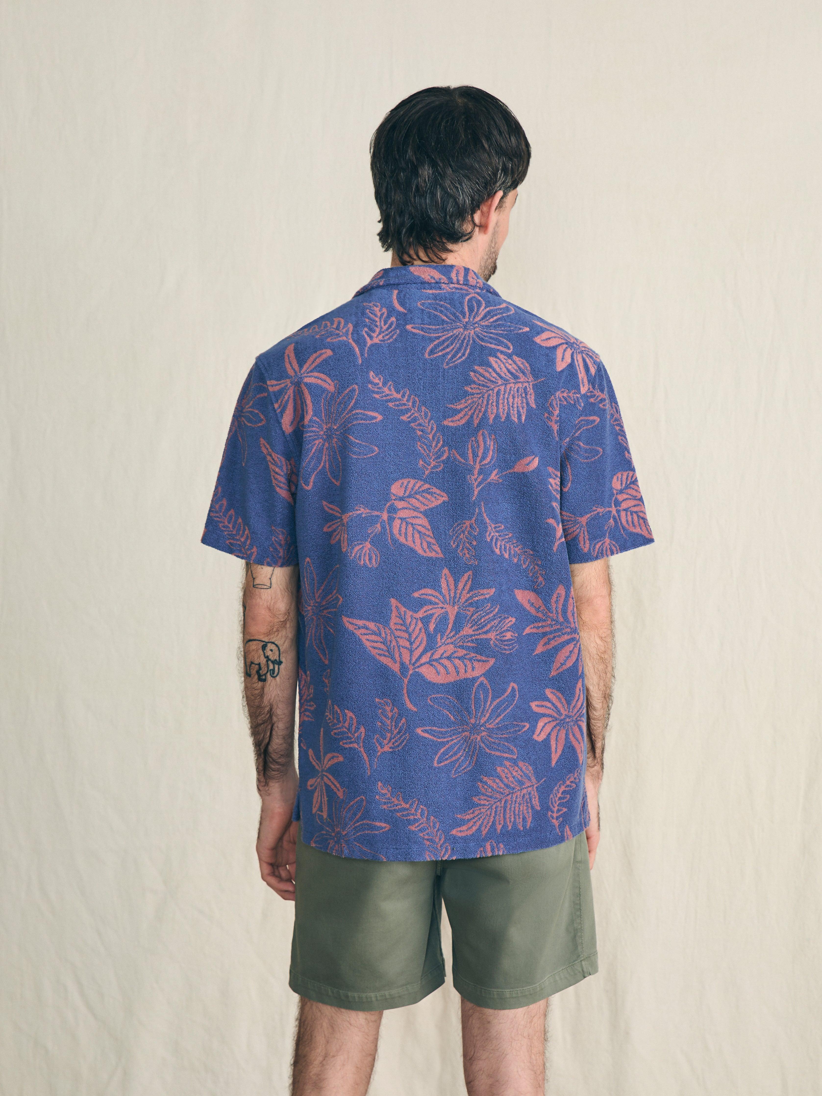 Short-Sleeve Cabana Towel Terry Shirt - Twilight Coral Floral Male Product Image