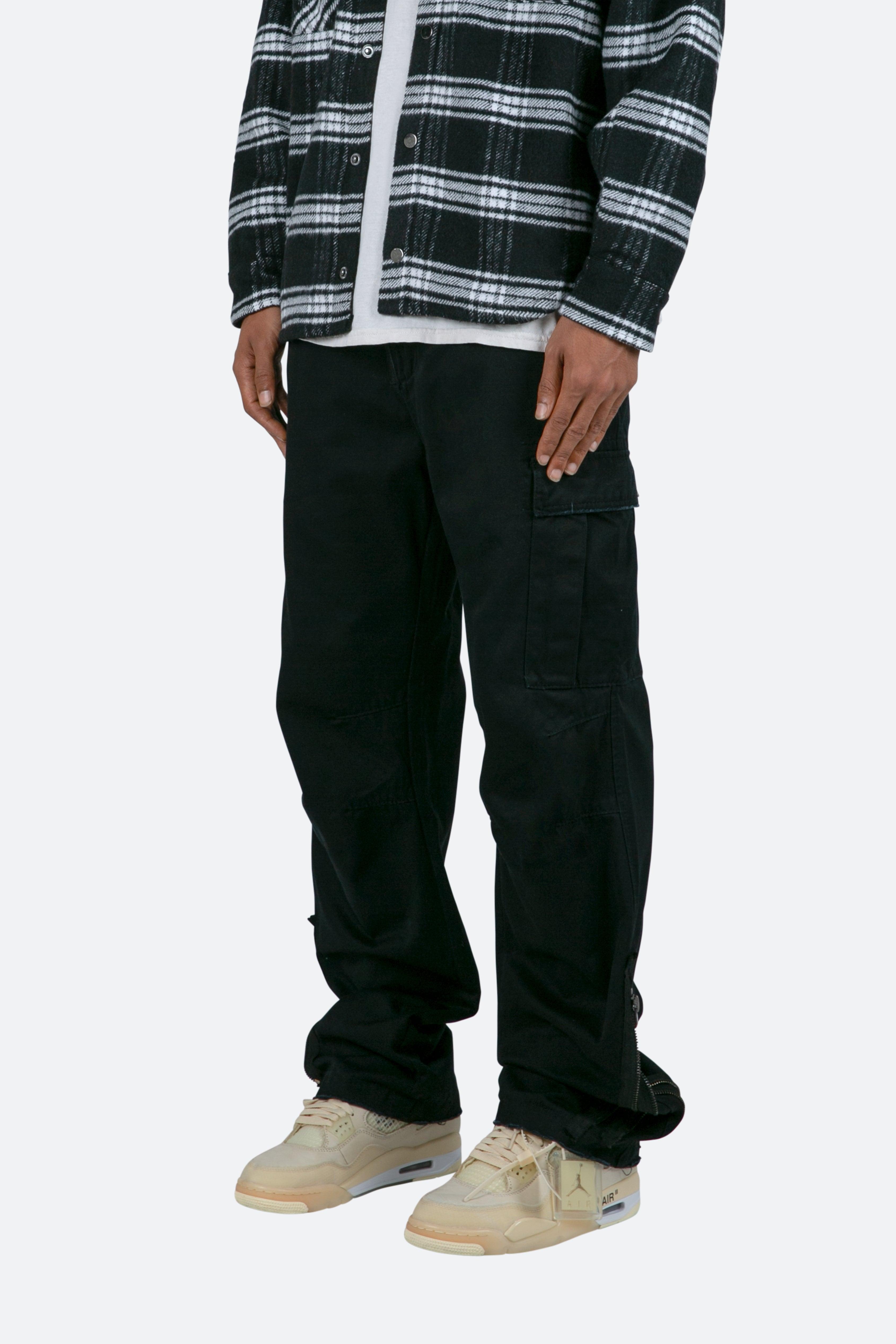 Zipper Denim Cargo Pants - Black Product Image