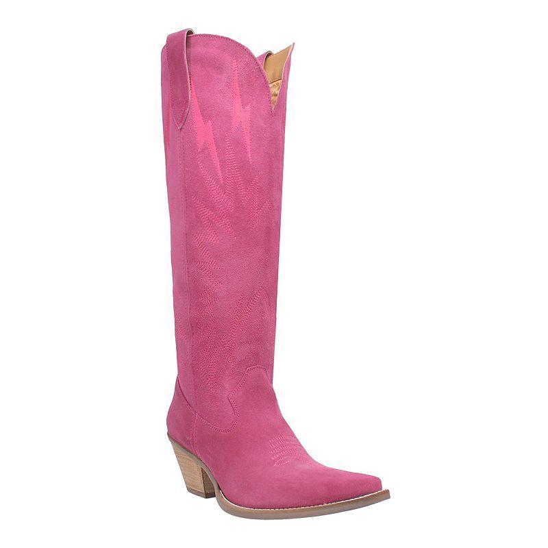 Dingo Thunder Road Womens Suede Knee-High Boots Pink Product Image