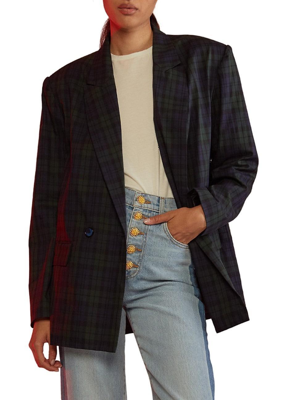 Womens Oversized Plaid Blazer Product Image