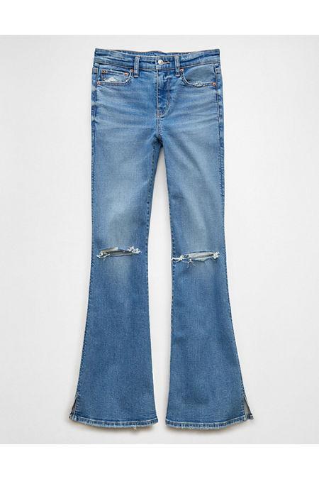 AE Stretch High-Waisted Ripped Flare Jean Women's product image