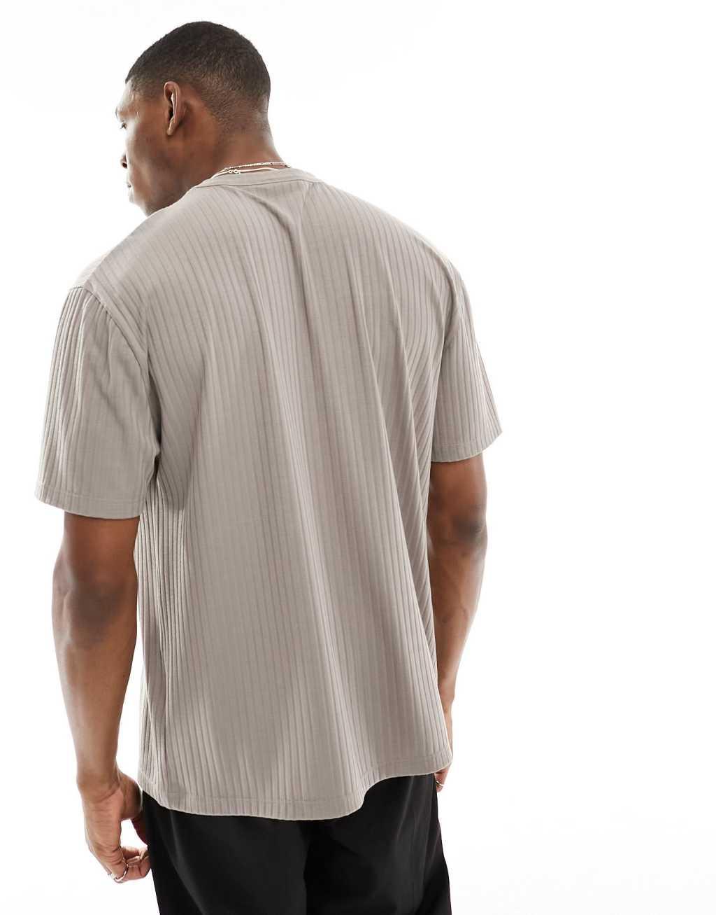 ASOS DESIGN relaxed ribbed t-shirt in brown Product Image