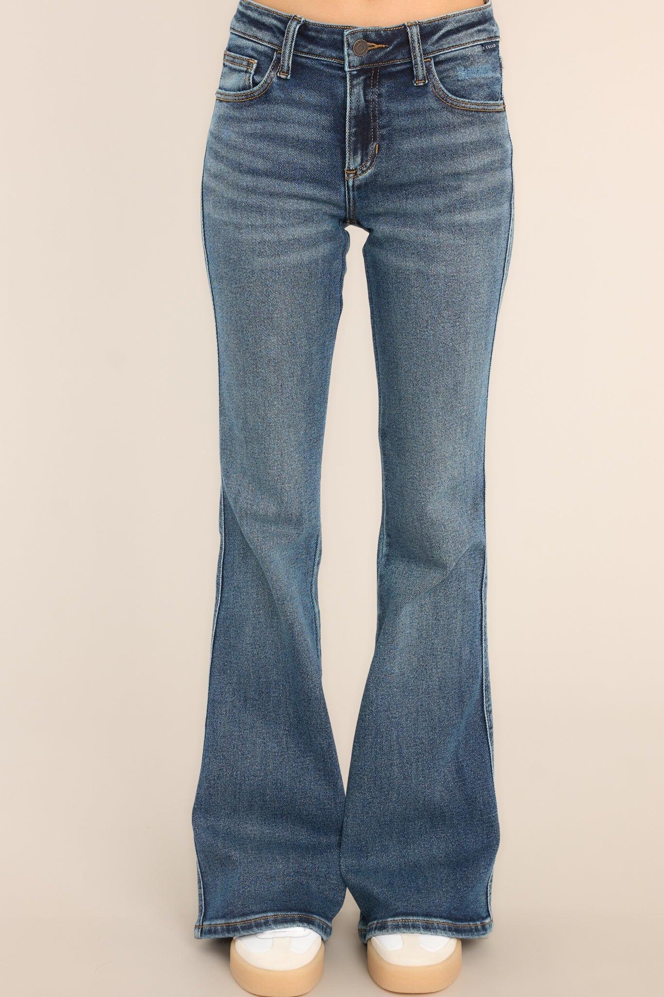 Next Flight Dark Wash Stretch Flare Jeans Blue Product Image