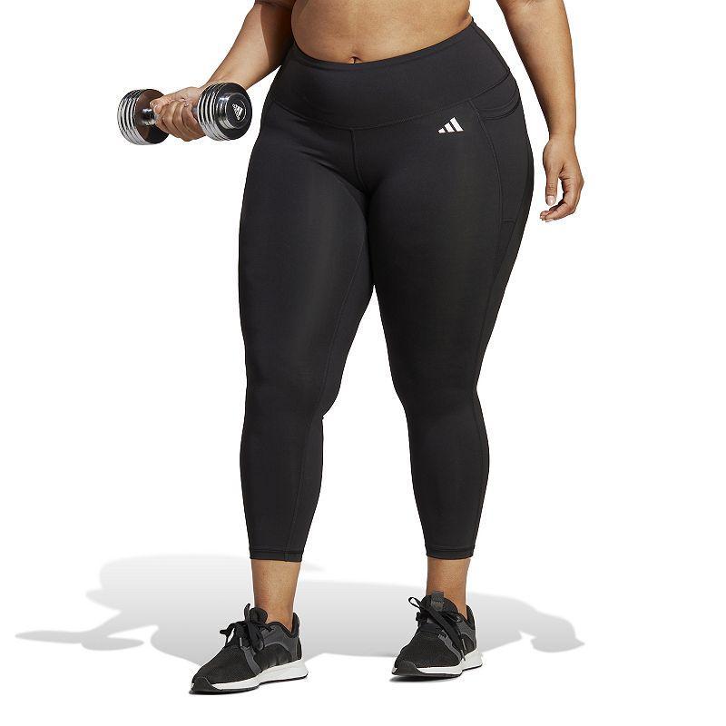 Plus Size adidas Optime Stash Pocket 7/8 Training Leggings, Womens Black Product Image