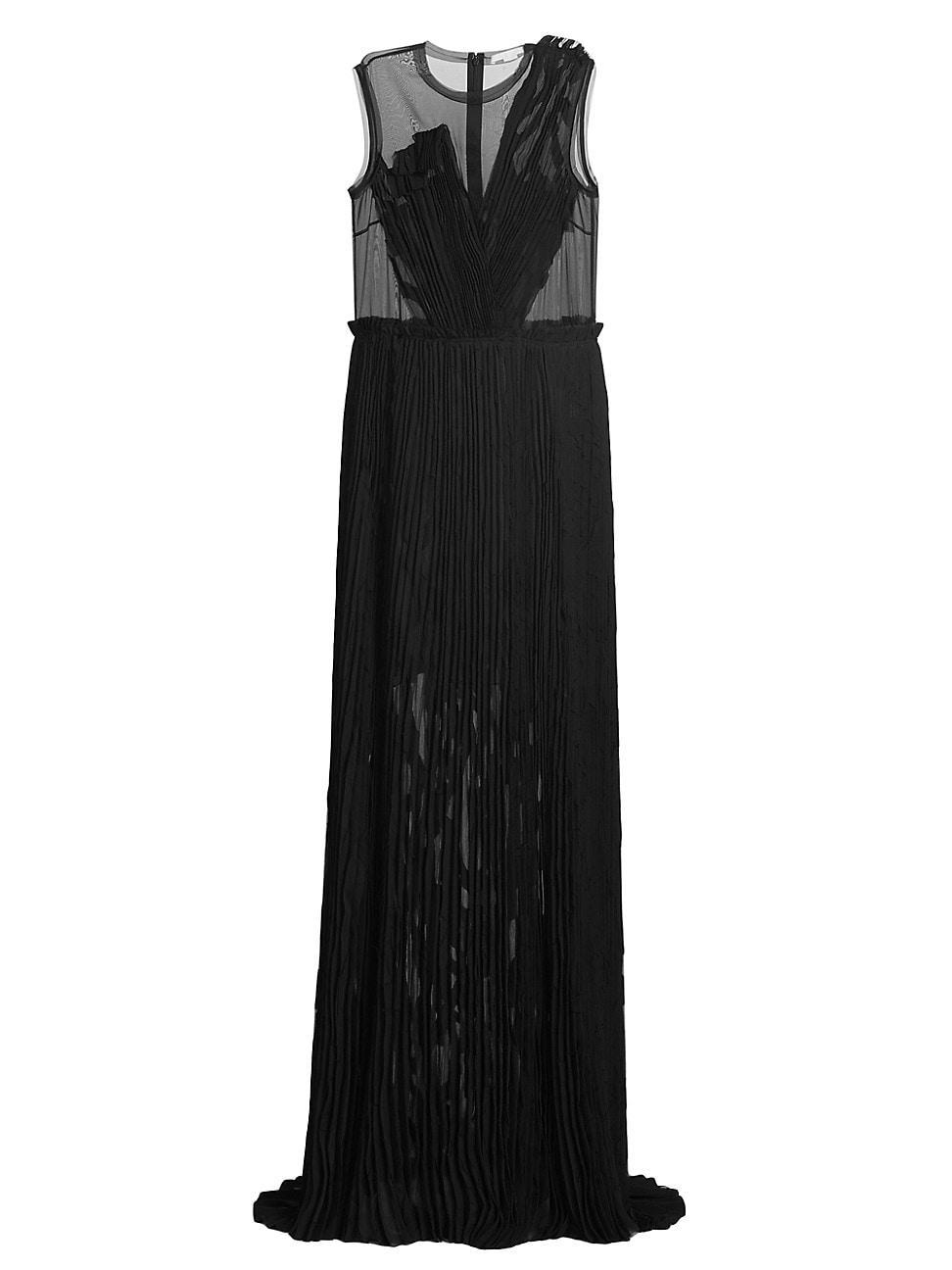 Womens Appliqu Pleated Sleeveless Maxi Dress Product Image