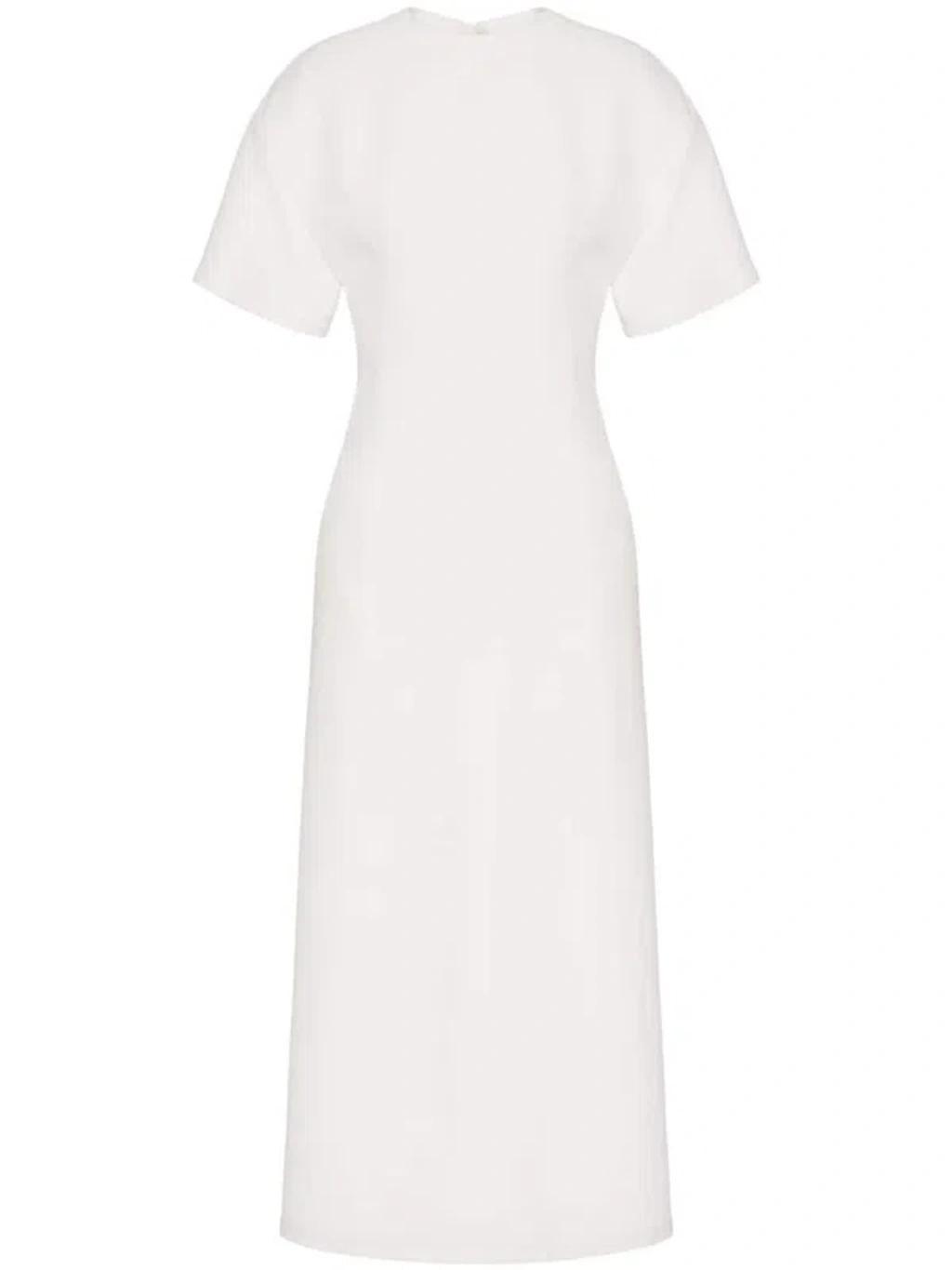 Robe Mi-longue Structured Couture Femme Ivoire 42 In Weiss Product Image