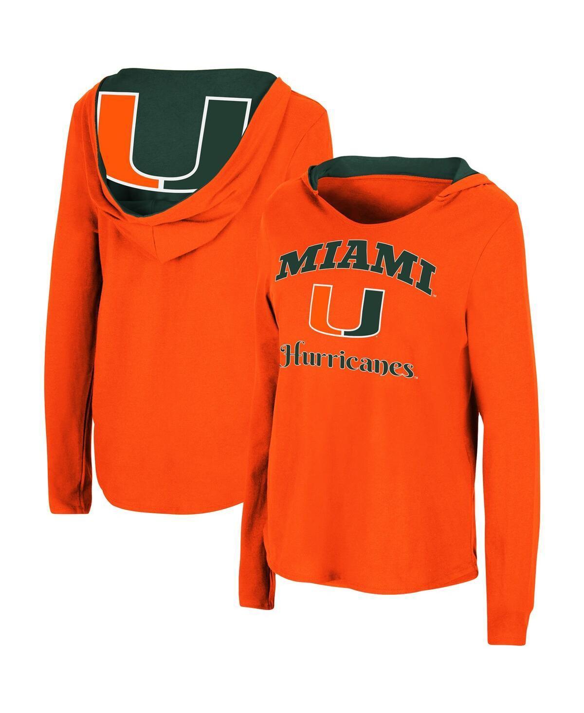 Womens Colosseum Orange Miami Hurricanes Catalina Hoodie Long Sleeve T-Shirt Product Image