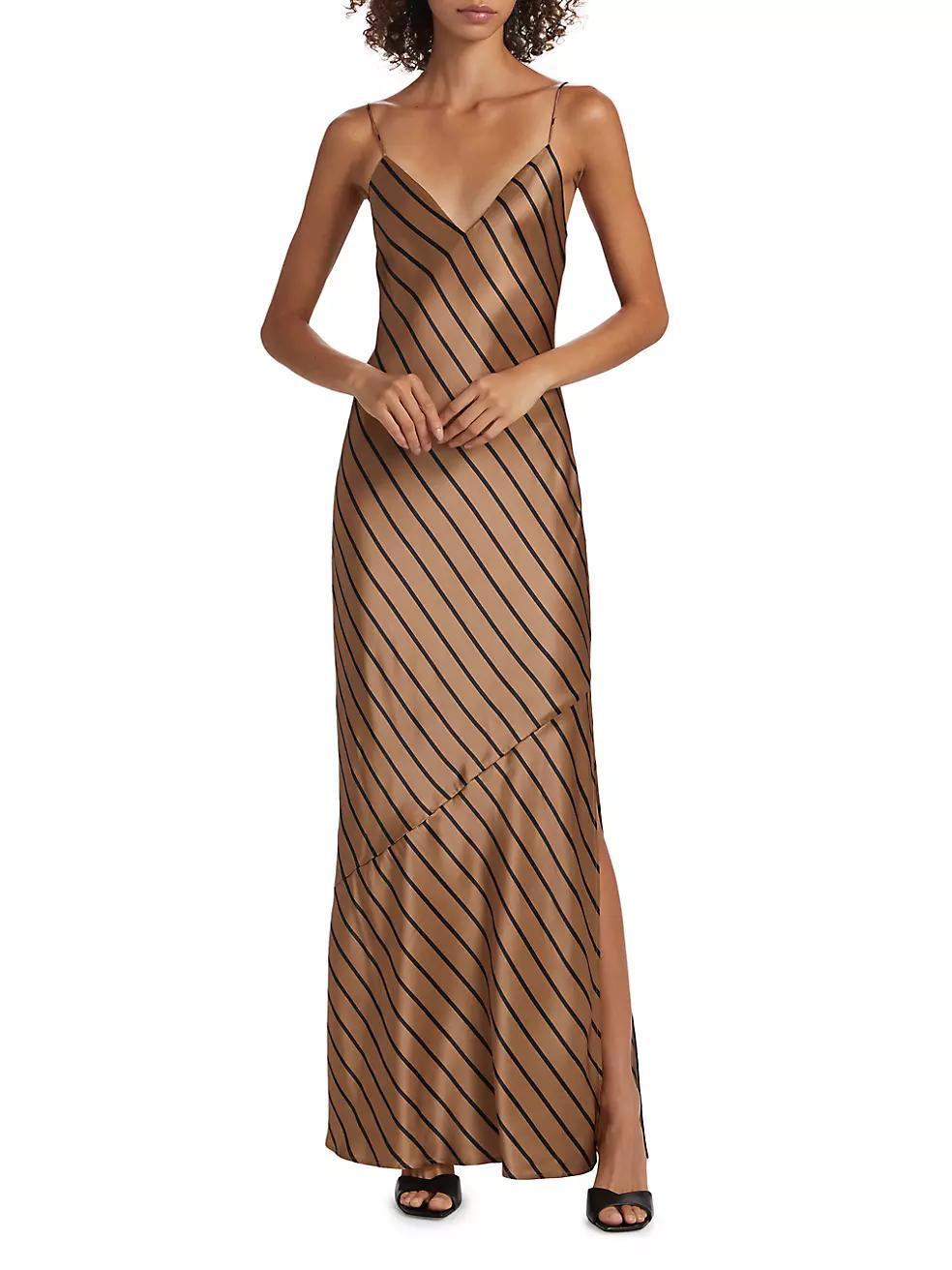 Raven Stripe Silk Slip Gown Product Image