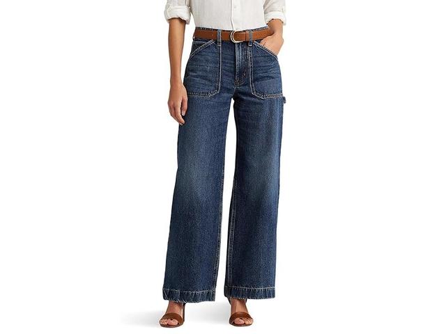 LAUREN Ralph Lauren High-Rise Cropped Utility Jeans in Atlas Wash (Atlas Wash) Women's Jeans Product Image