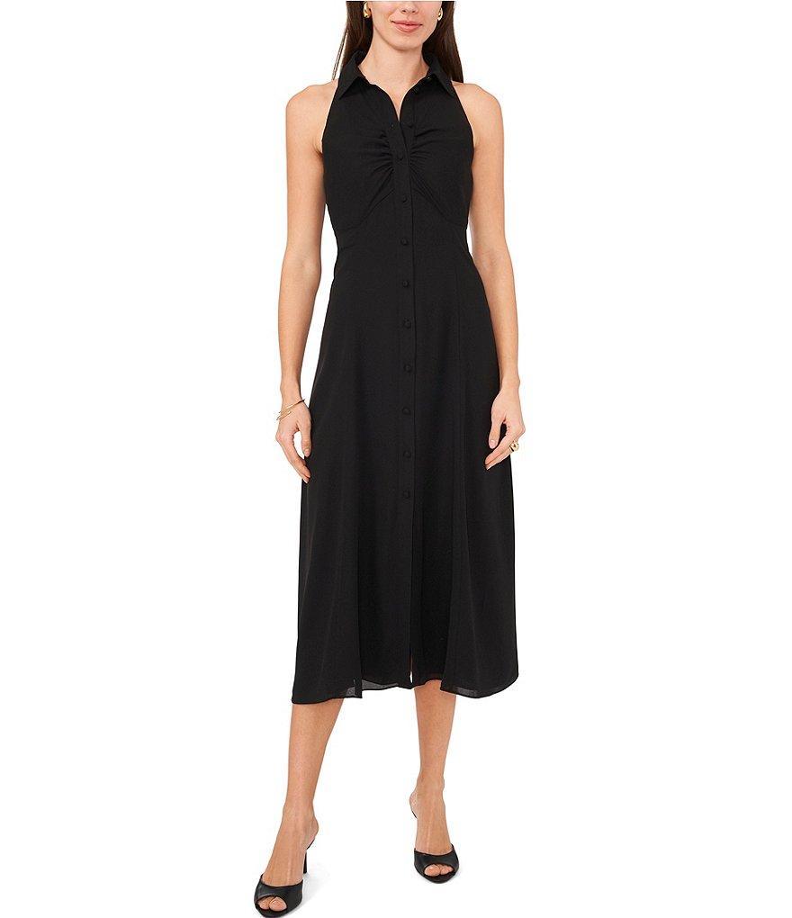 1. STATE V-Neck Collar Midi Sleeveless Dress Product Image