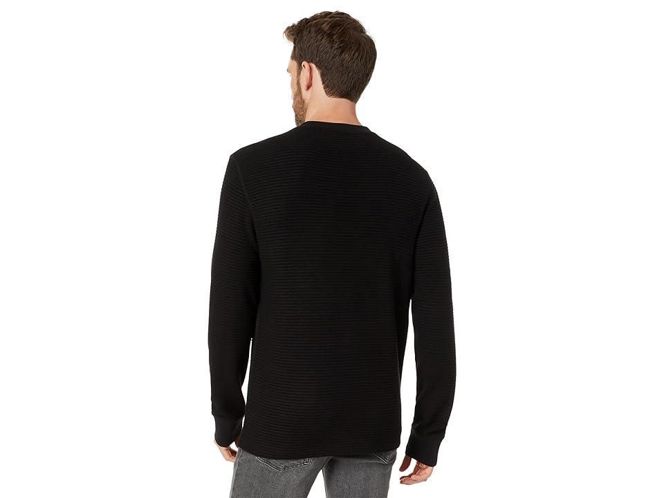 Karl Lagerfeld Paris Ribbed Long Sleeve Henley with Signature Logo Men's Clothing Product Image