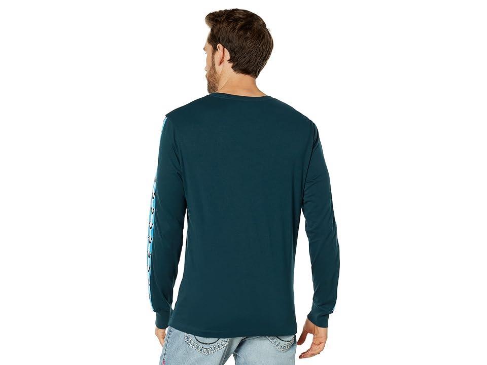 True Religion Long Sleeve Damask Taped Tee (Reflect Pond) Men's Clothing Product Image