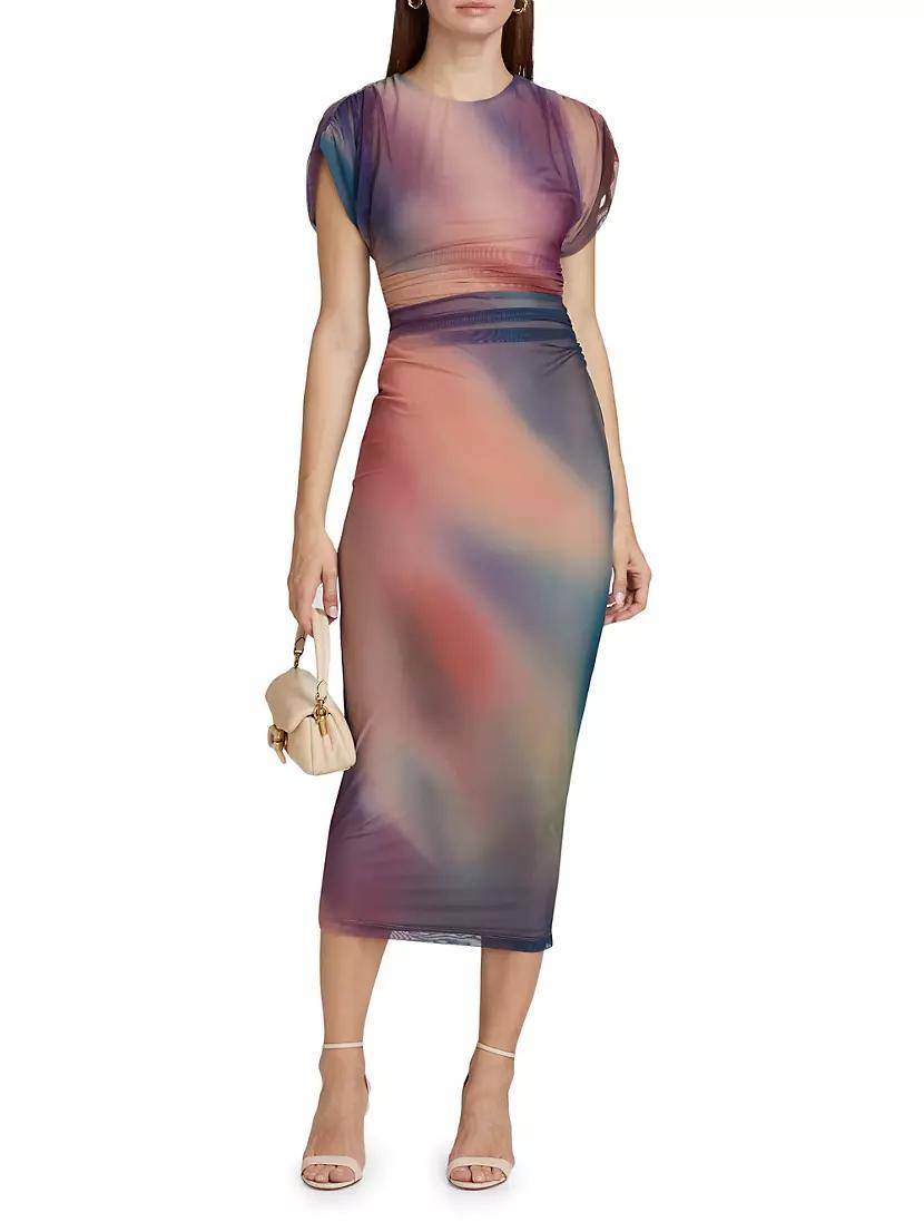 Celestia Printed Mesh Maxi Dress Product Image