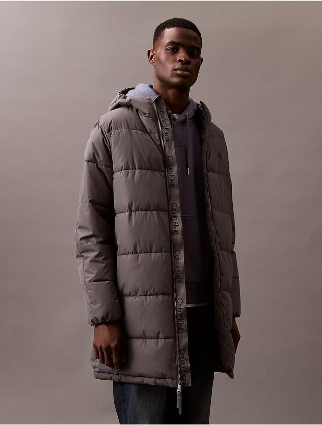 Calvin Klein Mens Heavyweight Hooded Long Puffer Coat - Grey - L Product Image