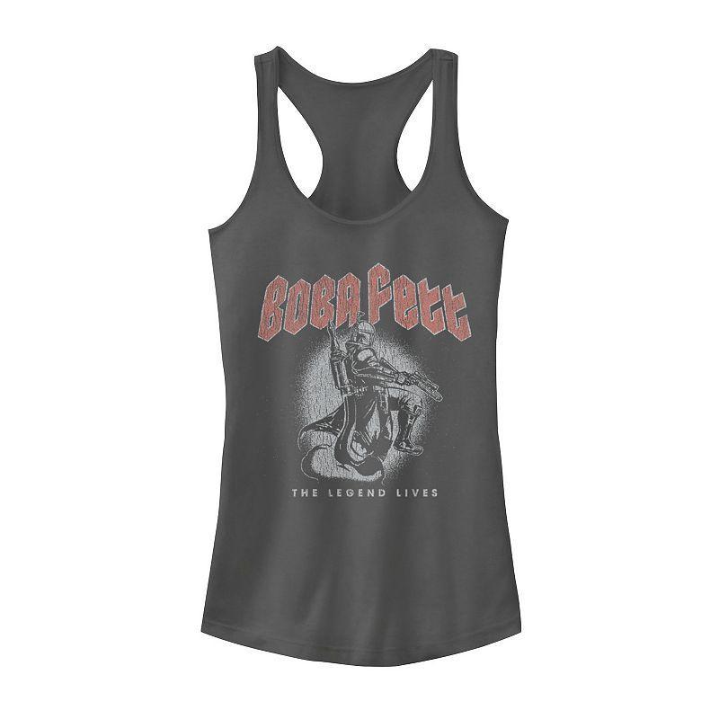 Juniors Star Wars: The Book Of Boba Fett The Legend Lives Concert Style Graphic Tank Top, Girls Grey Product Image