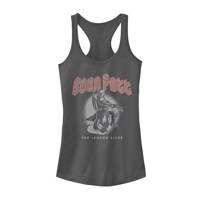 Juniors Star Wars: The Book Of Boba Fett The Legend Lives Concert Style Graphic Tank Top, Girls Grey Product Image