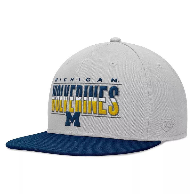 Mens Top of the World Gray Michigan Wolverines Hudson Snapback Hat Product Image