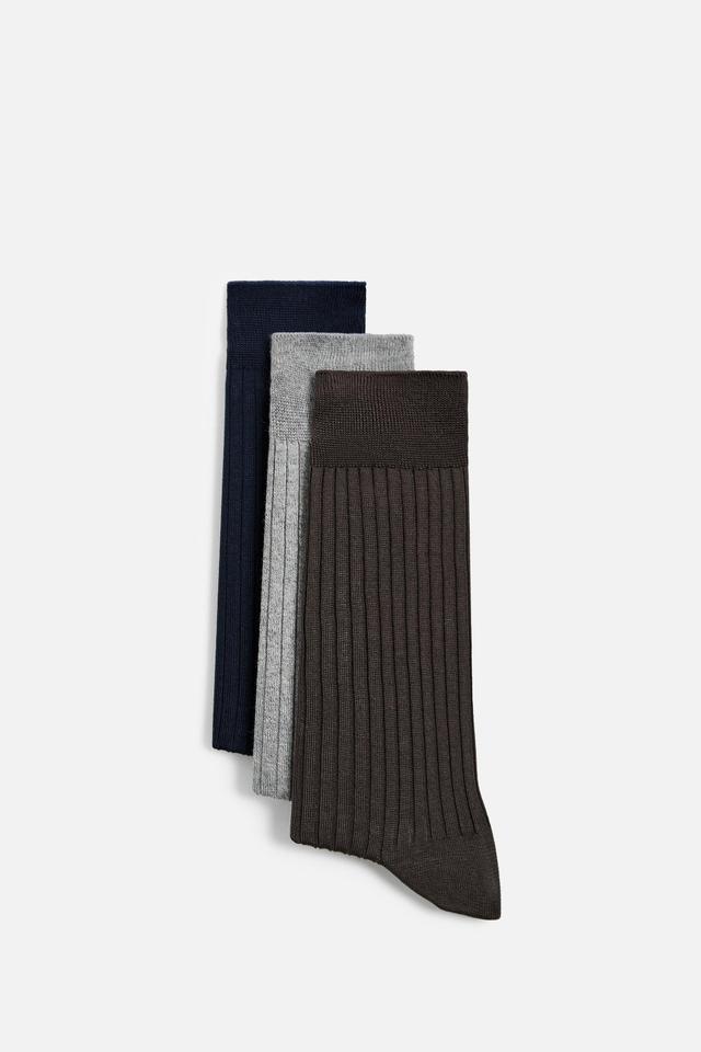 3-PACK OF MERCERIZED RIBBED SOCKS Product Image