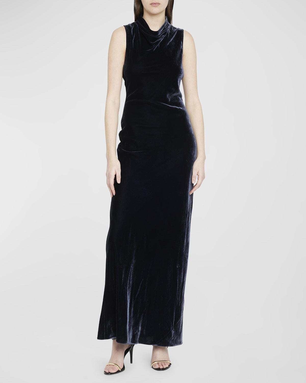 Veronica Beard Kura Cowl Neck Velvet Maxi Dress Product Image