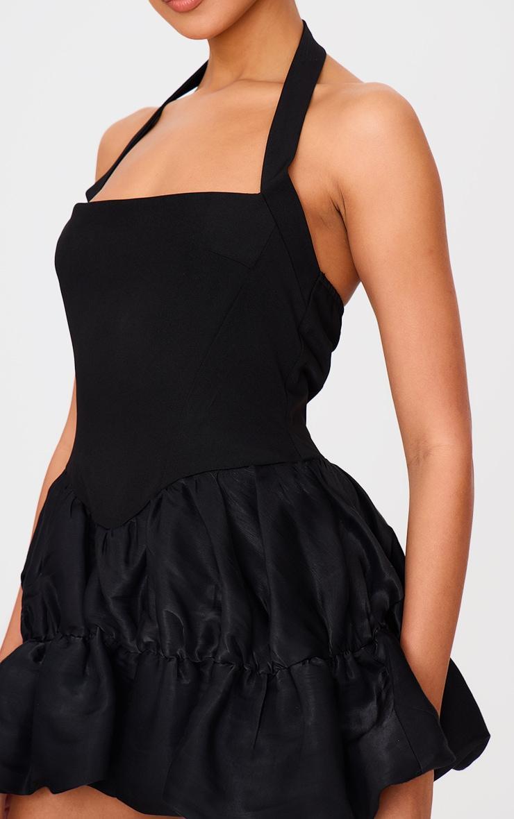 Black Halter Neck Shift Mini Dress Product Image