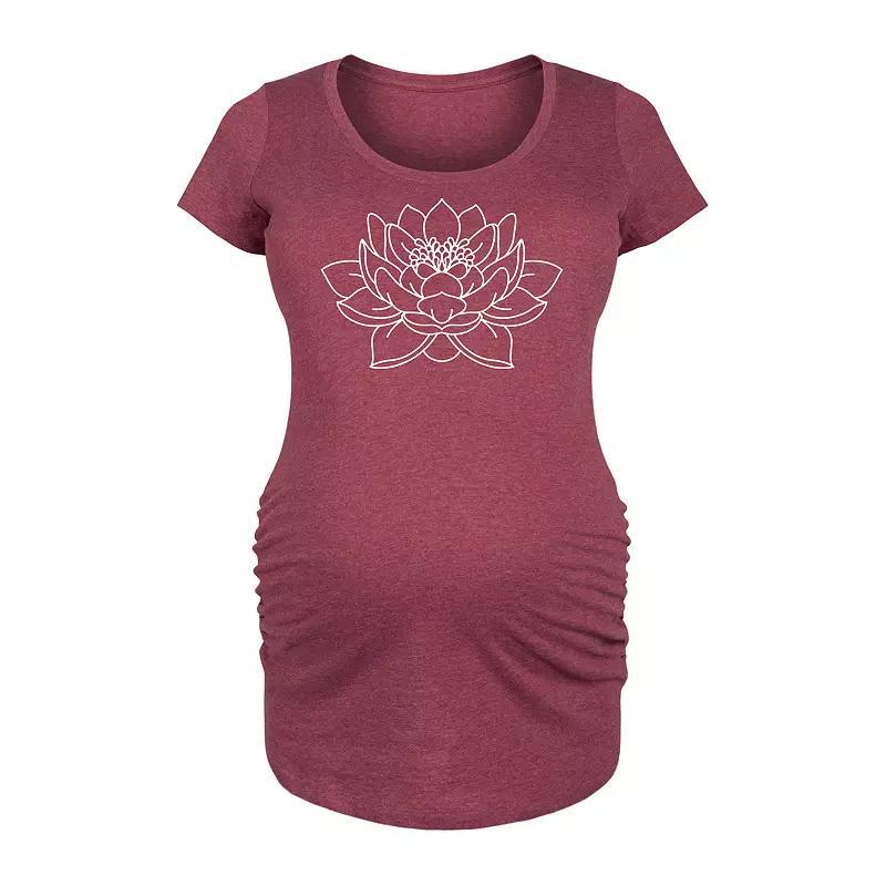 Maternity Lotus Flower Outline Graphic Tee, Womens Grey Dark Red Product Image