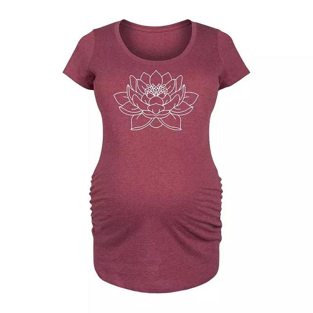 Maternity Lotus Flower Outline Graphic Tee, Womens Grey Dark Red Product Image