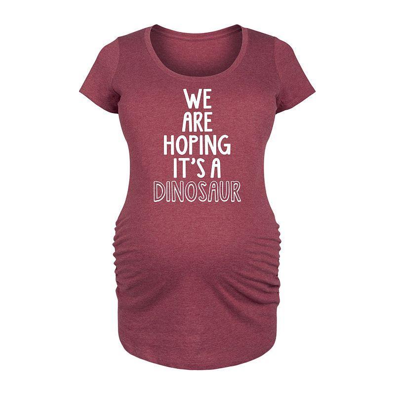 Maternity We Are Hoping Its A Dinosaur Graphic Tee, Womens Grey Dark Red Product Image